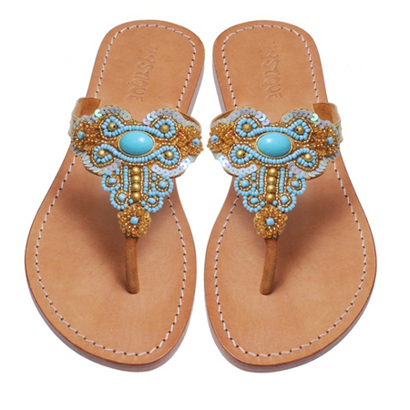 Mystique Turquoise/Gold Print Sandal